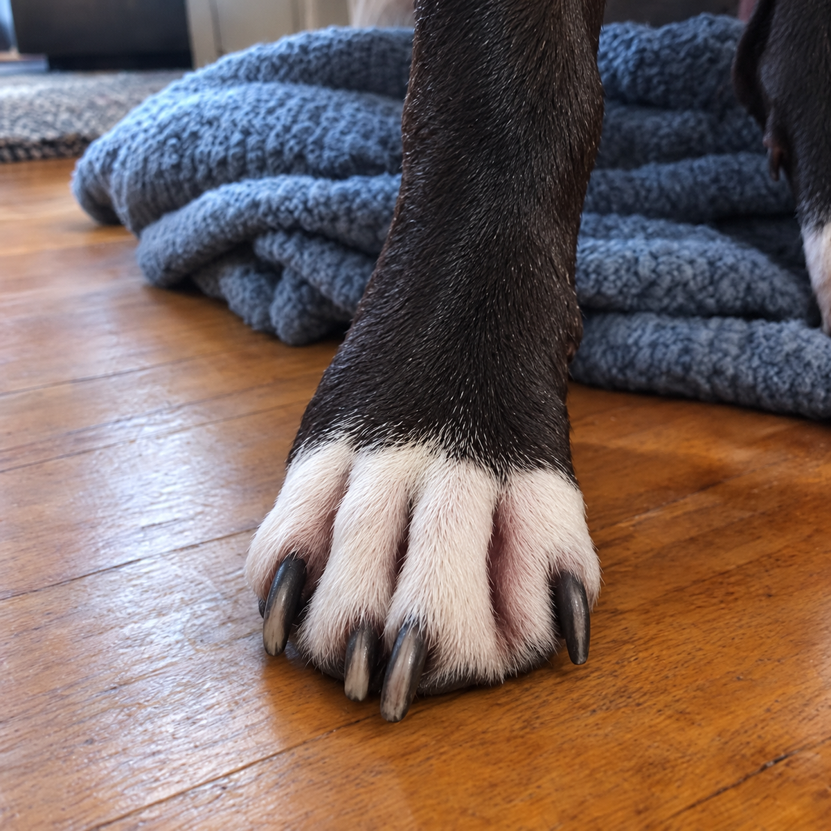 The same paw, calm and clean