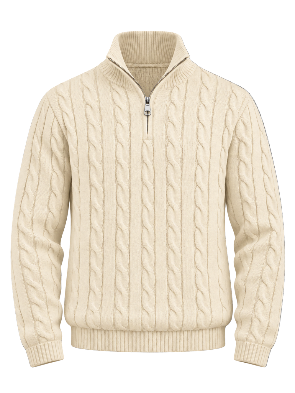 Jacquard Mock Neck Sweater in BEIGE