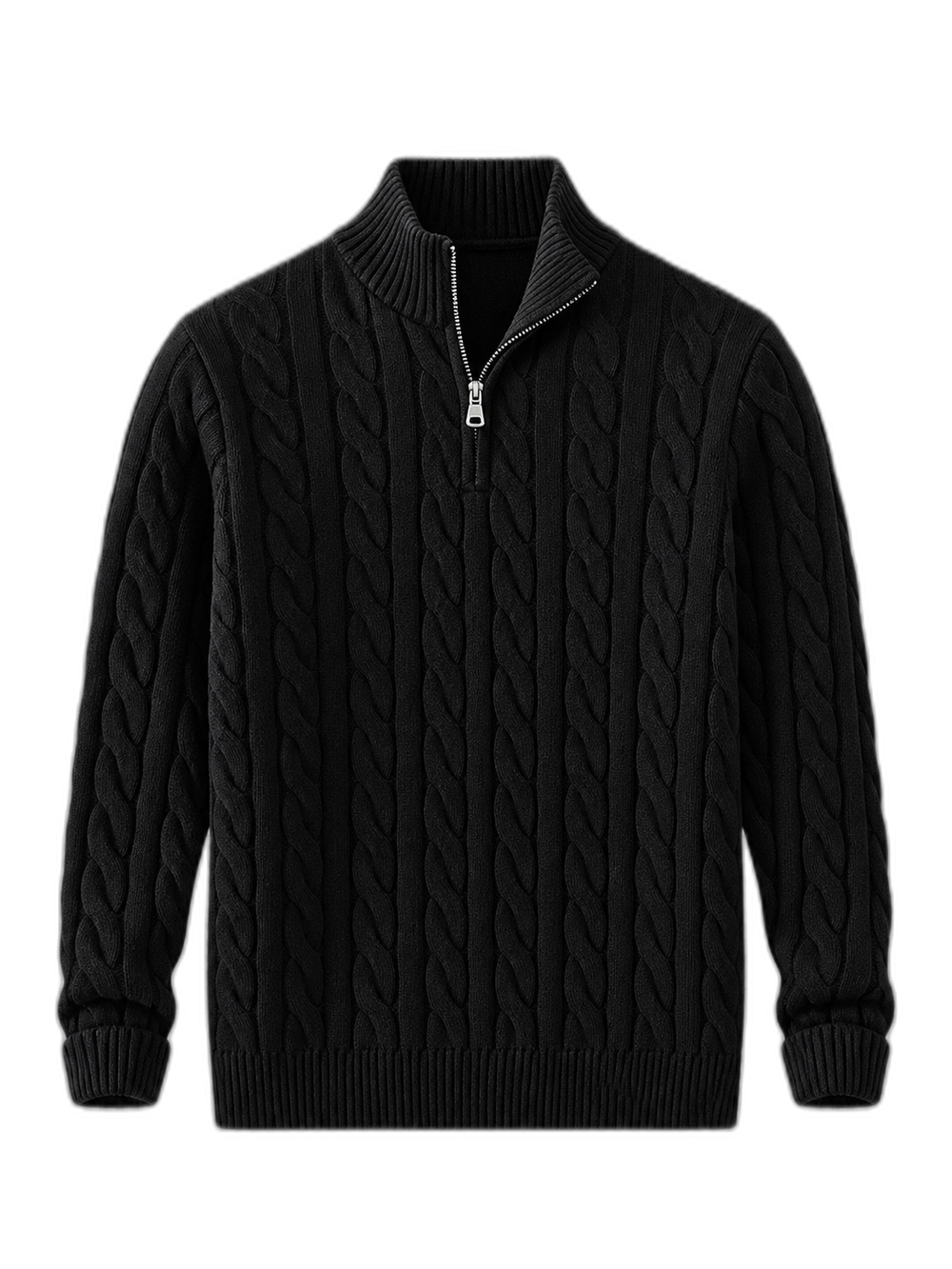 Jacquard Mock Neck Sweater in BLACK