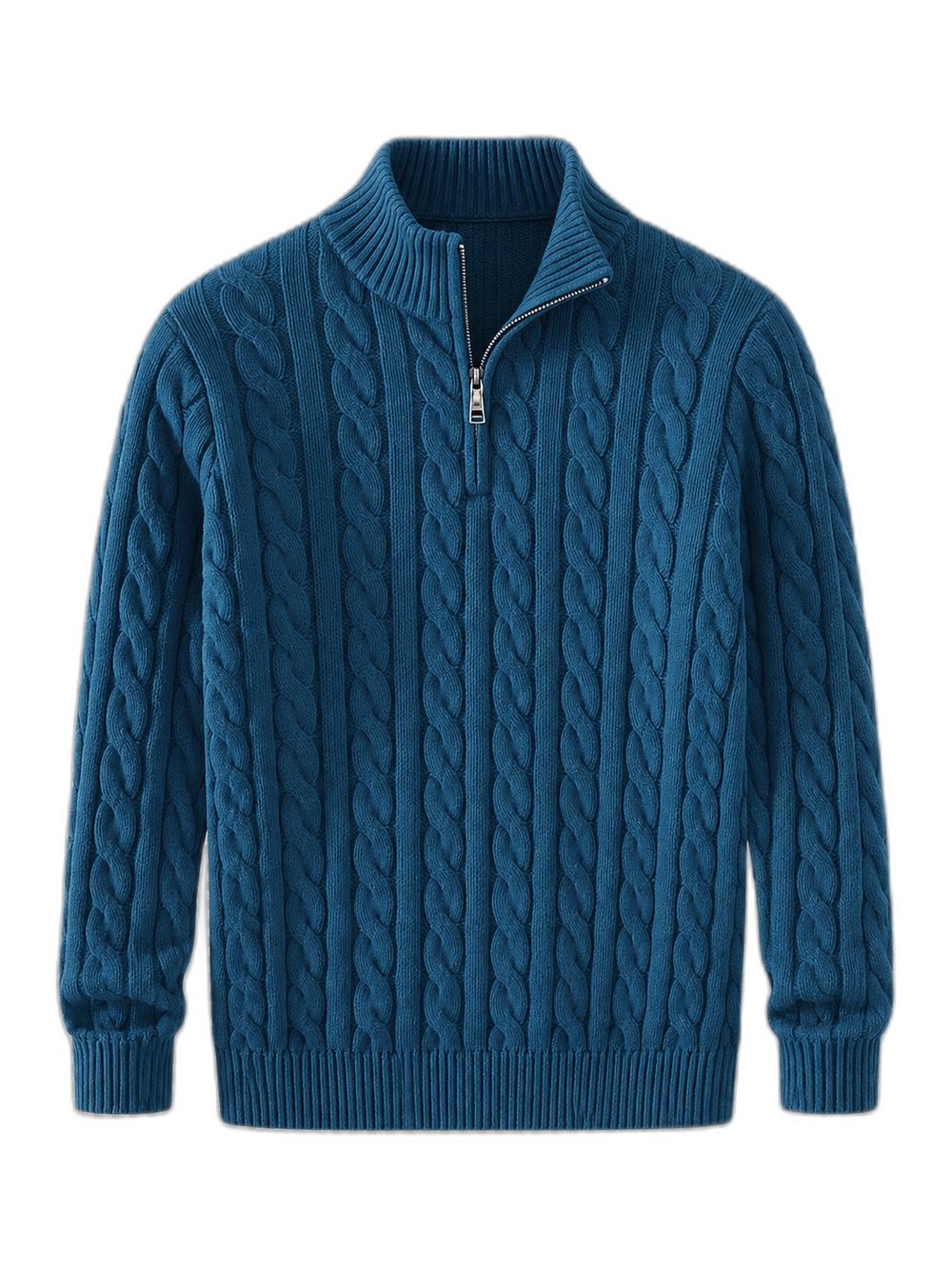Jacquard Mock Neck Sweater in AZUL