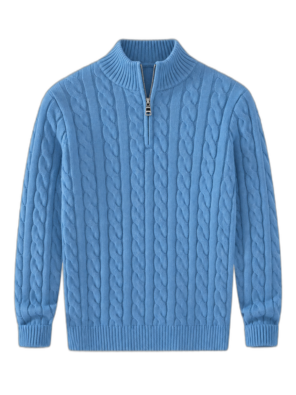 Jacquard Mock Neck Sweater in AZUL VAQUERO 