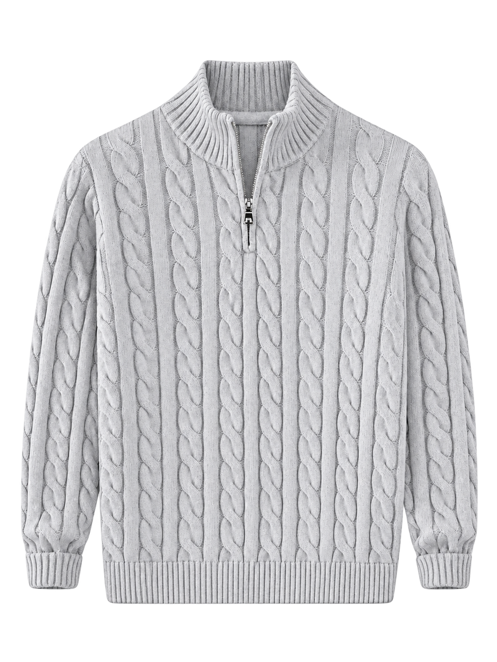 Jacquard Mock Neck Sweater in GRIS CLARO