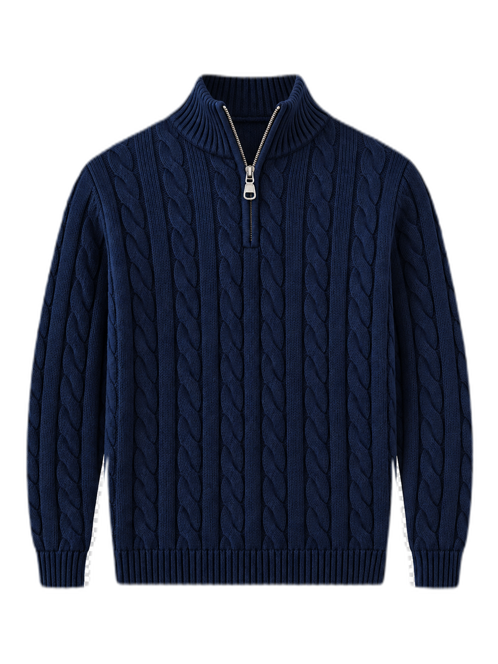Jacquard Mock Neck Sweater in AZUL MARINO